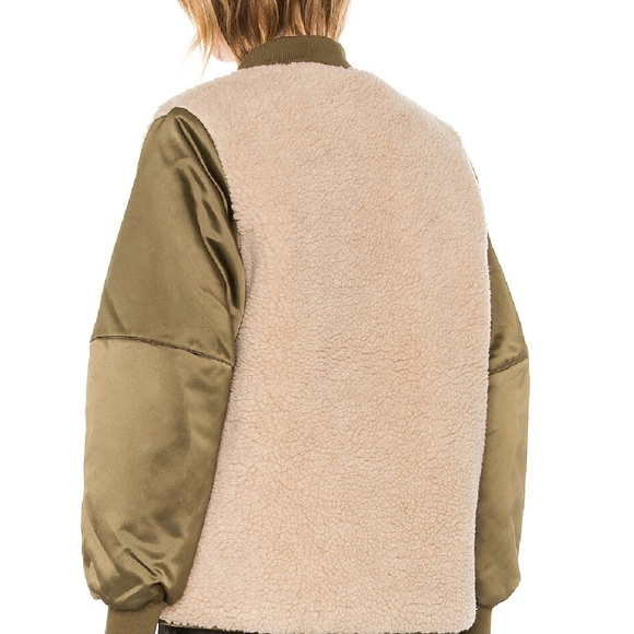 All Saints Olive and Cream Bomber Jacket - Picture 2 of 9